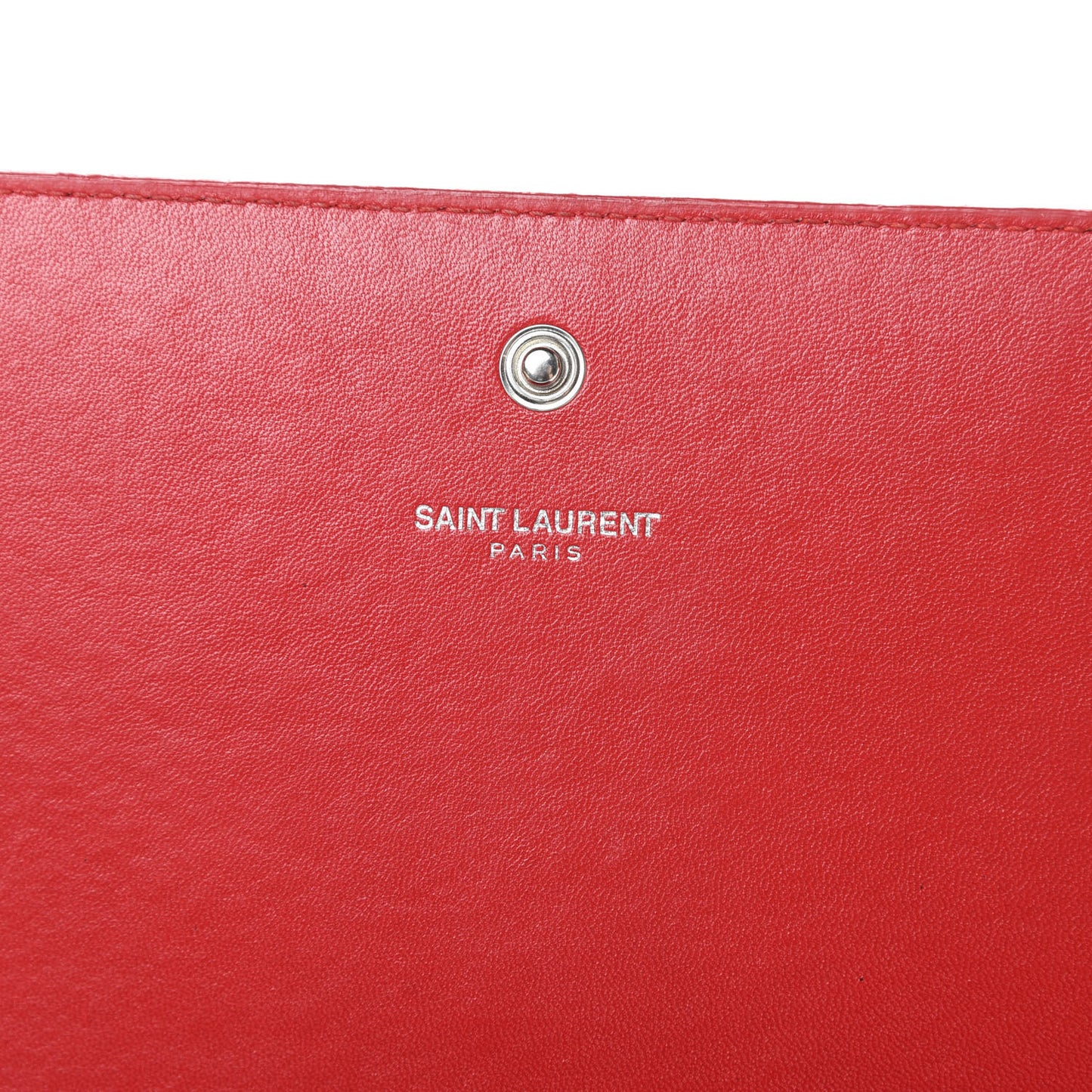 Calfskin Crocodile Embossed Monogram Chain Wallet New Red