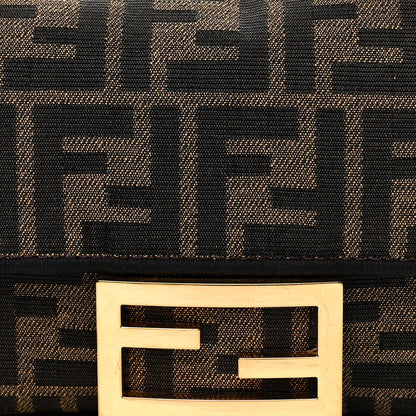 Fendi Fabric Jacquard FF 1974 Mini Baguette Tobacco Moro Black 8 of 13