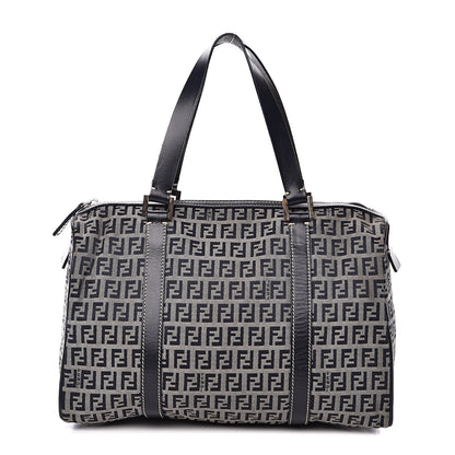 Fendi Zucchino Mini Boston Satchel Navy 1 of 12
