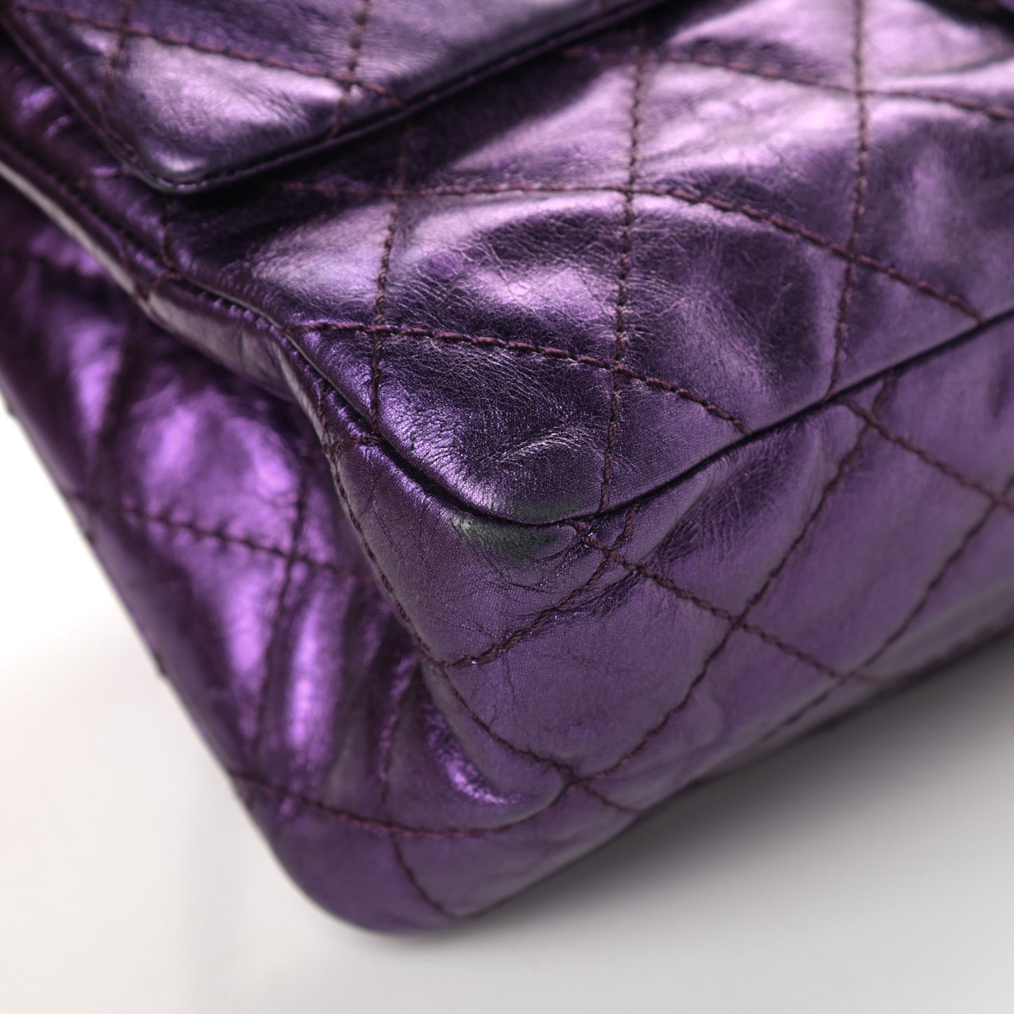 Metallic Aged Calfskin Quilted 2.55 Reissue 226 Flap Purple