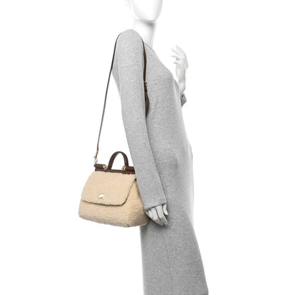 Dolce & Gabbana Faux Fur Vitello Medium Miss Sicily Satchel Caffe Latte Marrone 2 of 9