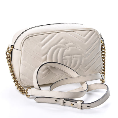 Gucci Calfskin Matelasse Small GG Marmont Chain Shoulder Bag White 2 of 10