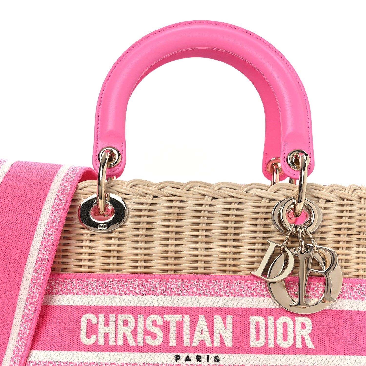 Christian Dior Wicker Oblique Medium Lady Dior Bag Fluorescent