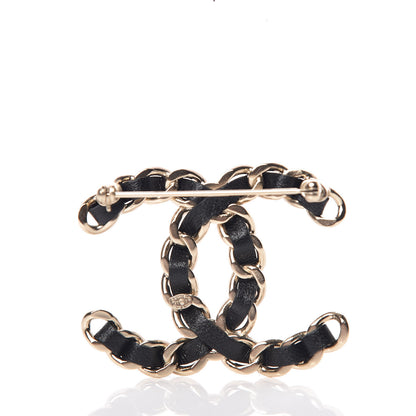 Chanel Lambskin Chain CC Brooch Black Gold 3 of 5