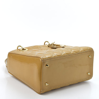 Christian Dior Metallic Patent Cannage Medium Lady Dior Yellow 3 of 15