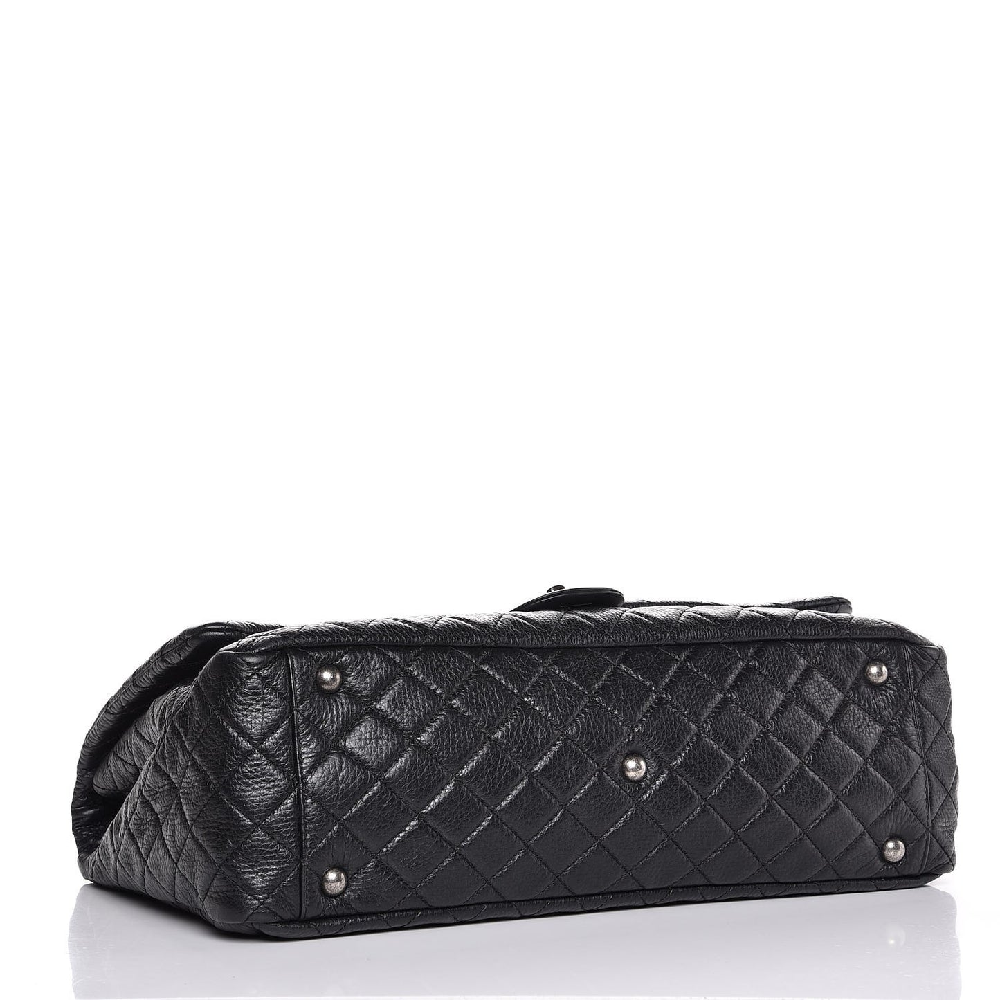 Calfskin Quilted XXL Travel Flap Bag Black