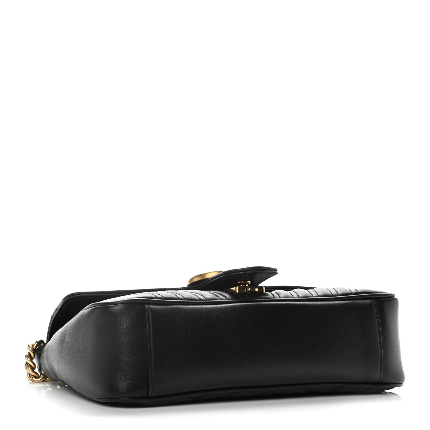 Gucci Calfskin Matelasse Small GG Marmont Shoulder Bag Black 4 of 11