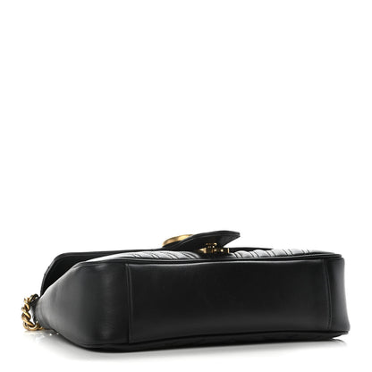 Gucci Calfskin Matelasse Small GG Marmont Shoulder Bag Black 4 of 11