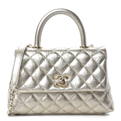 Chanel Metallic Aged Calfskin Quilted Mini Coco Handle Flap Gold 1 of 11