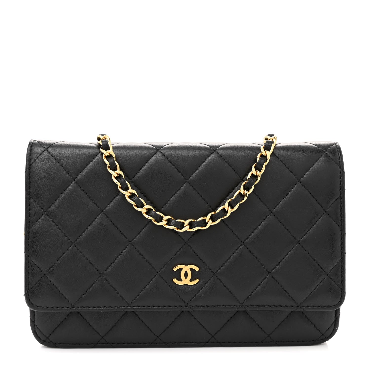 Chanel Lambskin Quilted Wallet On Chain WOC Black 1 of 15