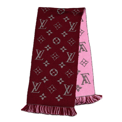 Louis Vuitton Wool Silk Logomania Duo Scarf Wine 2 of 4