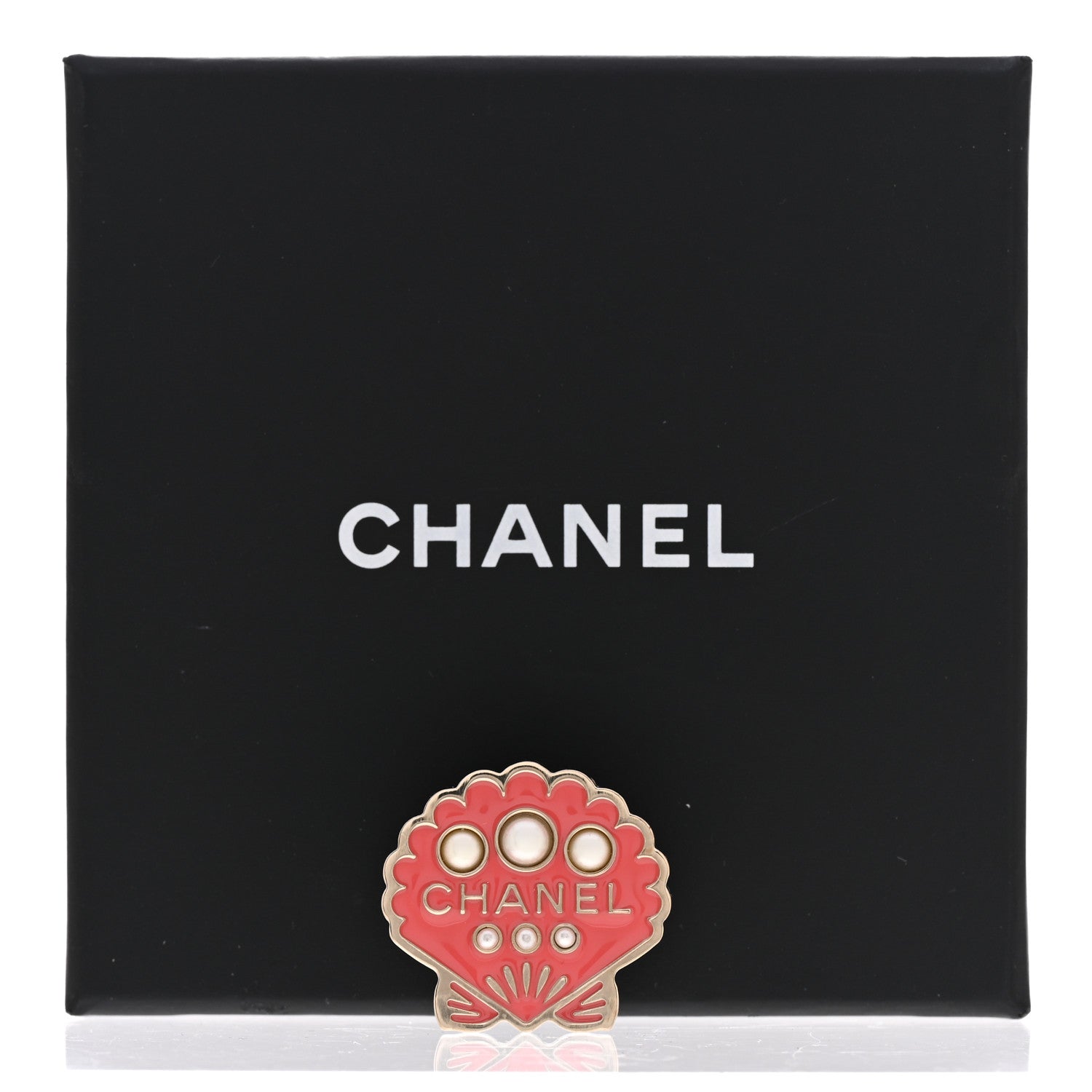 Chanel Enamel Pearl Seashell Brooch Pink Gold 5 of 5