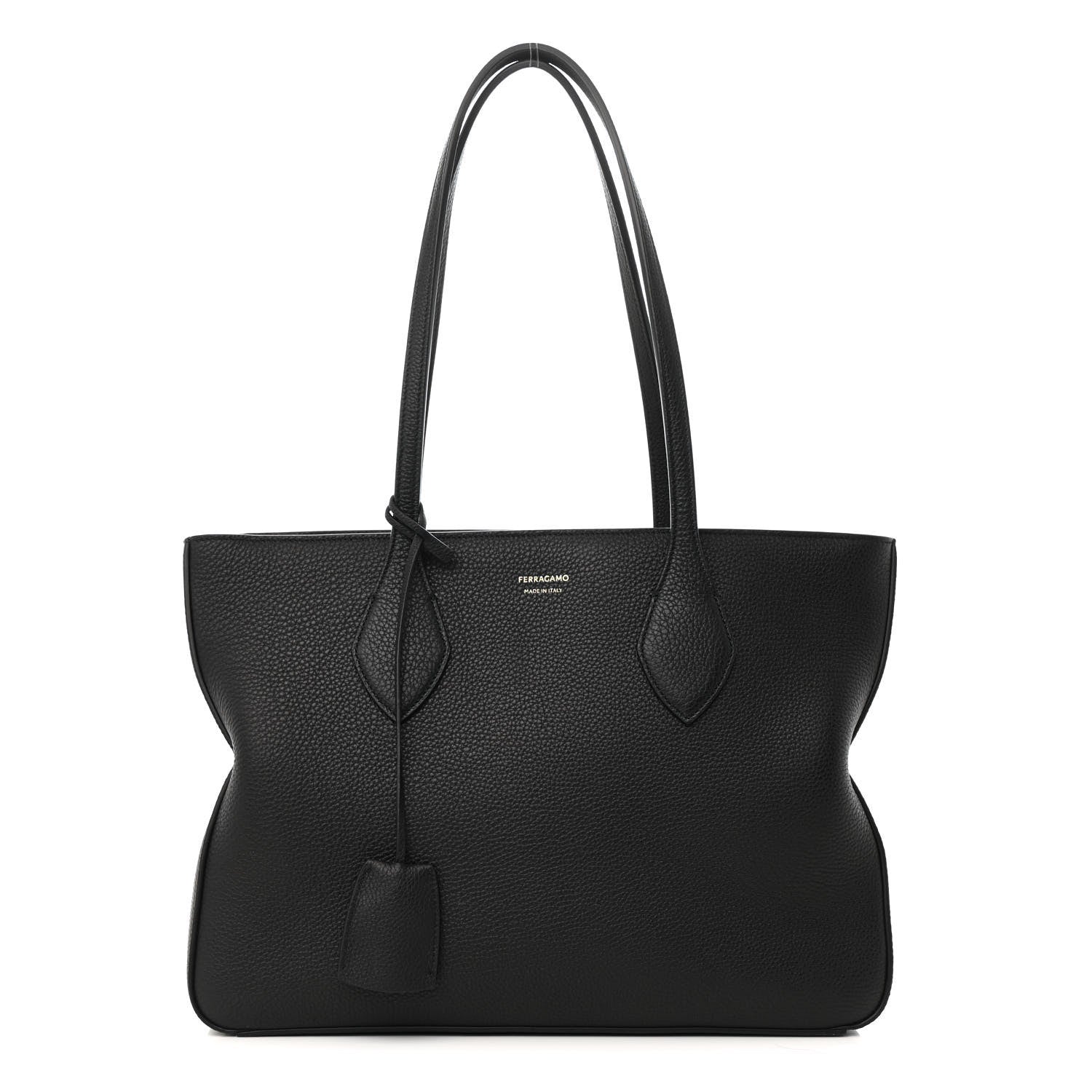 Salvatore Ferragamo Grained Calfskin Medium Star Tote Black 1 of 14