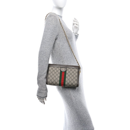Gucci GG Supreme Monogram Web Small Ophidia Chain Shoulder Bag Brown 2 of 11