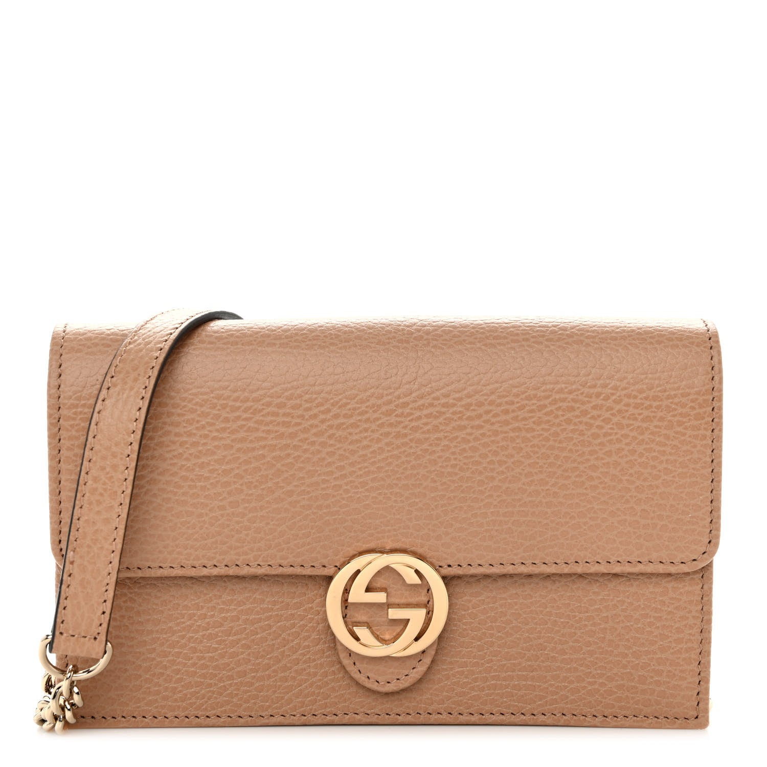 Gucci Dollar Calfskin Interlocking G Chain Wallet Camelia 1 of 9