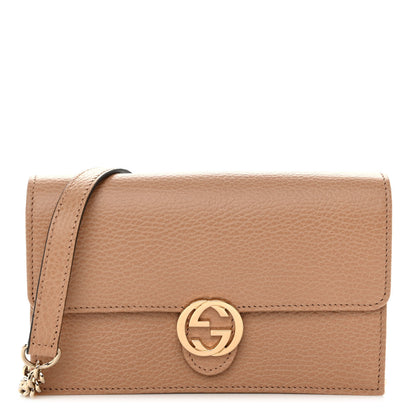 Gucci Dollar Calfskin Interlocking G Chain Wallet Camelia 1 of 9