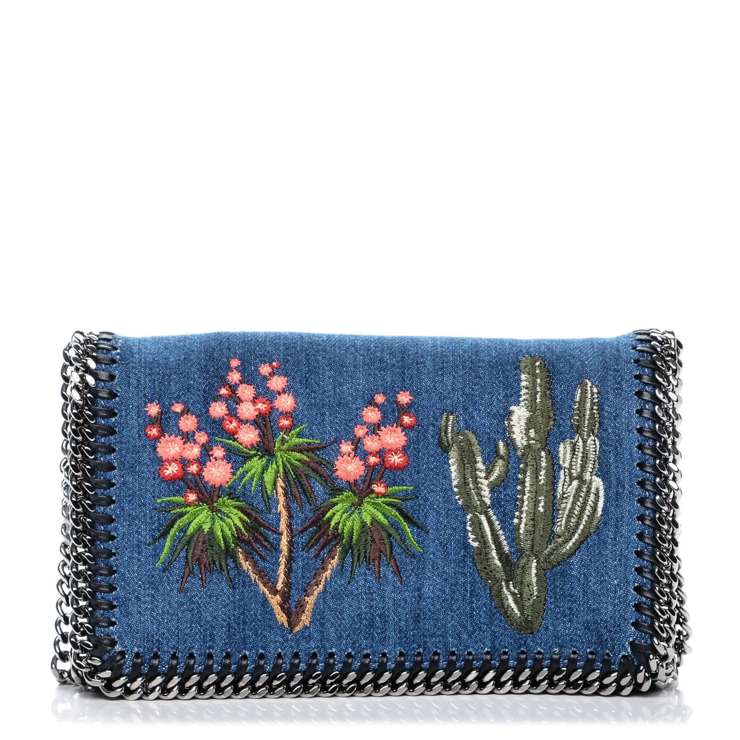 Stella McCartney Eco Denim Embroidered Falabella Crossbody Cerulean 1 of 7