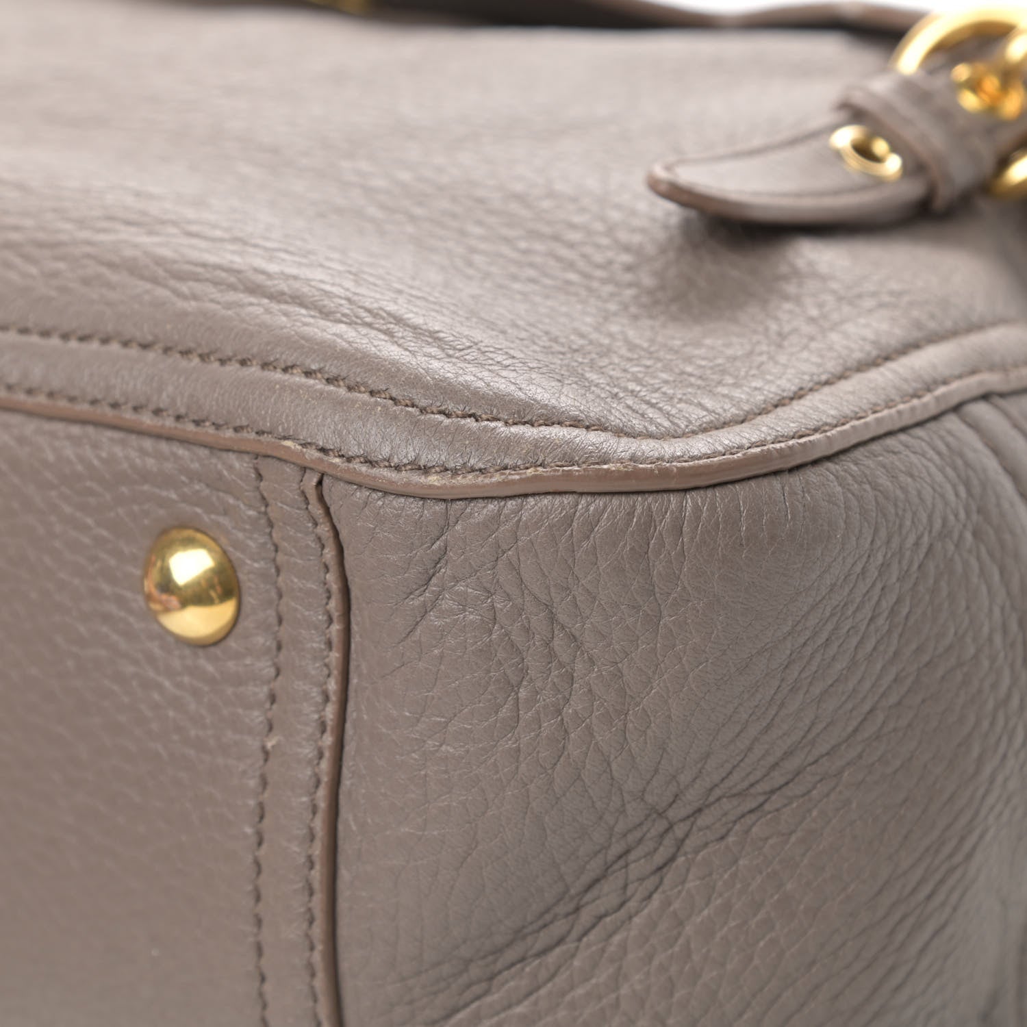 Miu Miu Cervo Front Buckle Satchel Taupe 10 of 15