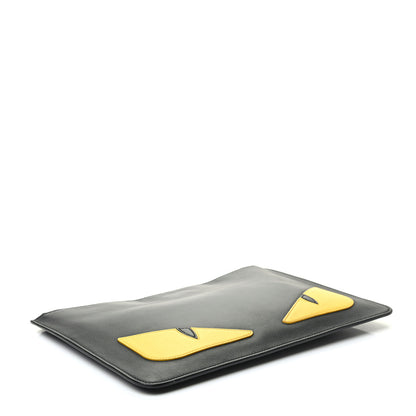 Fendi Vitello Century Monster Eyes Inlay Pouch Black Giallo 4 of 7
