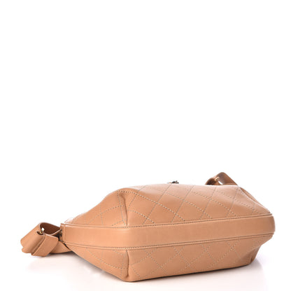 Chanel Calfskin Stitched Small Paris Rome Drawstring CC Bag Beige 4 of 10