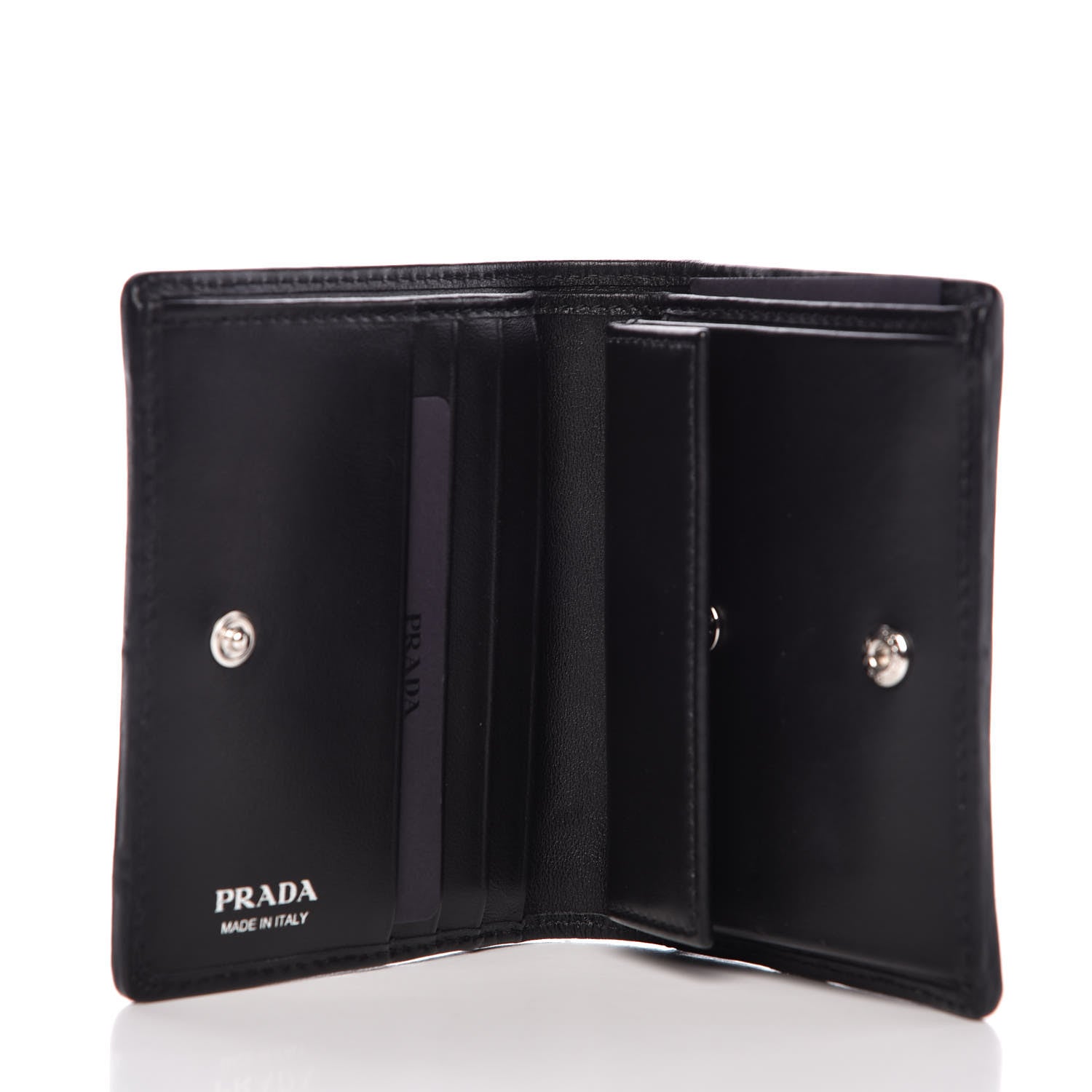 Prada Soft Calfskin Impunture Diagramme Wallet Black 5 of 10