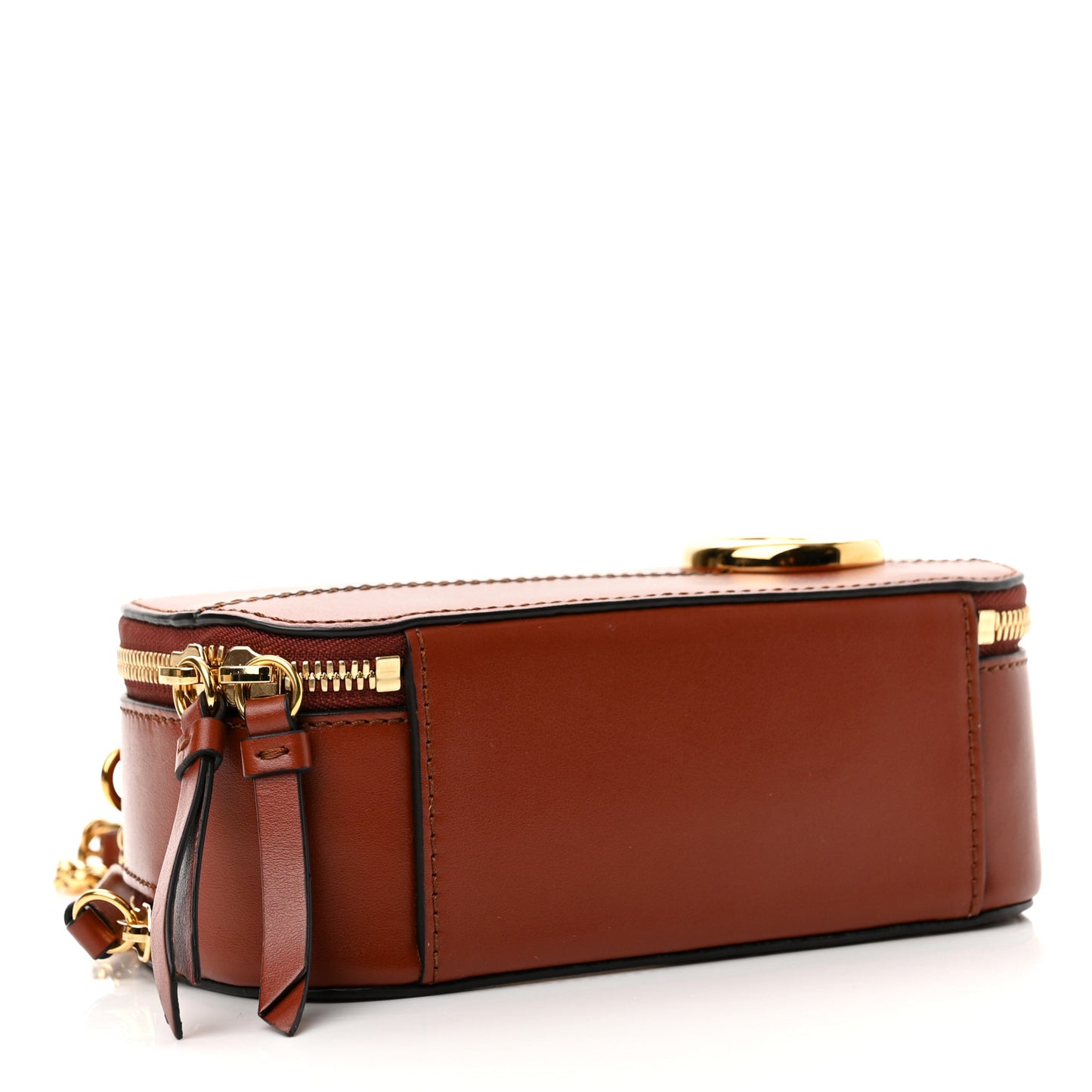 Shiny Calfskin Mini Vanity C Bag Sepia Brown