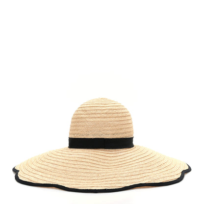 Chanel Straw Grosgrain Wide Brim Hat M Beige Black 4 of 7