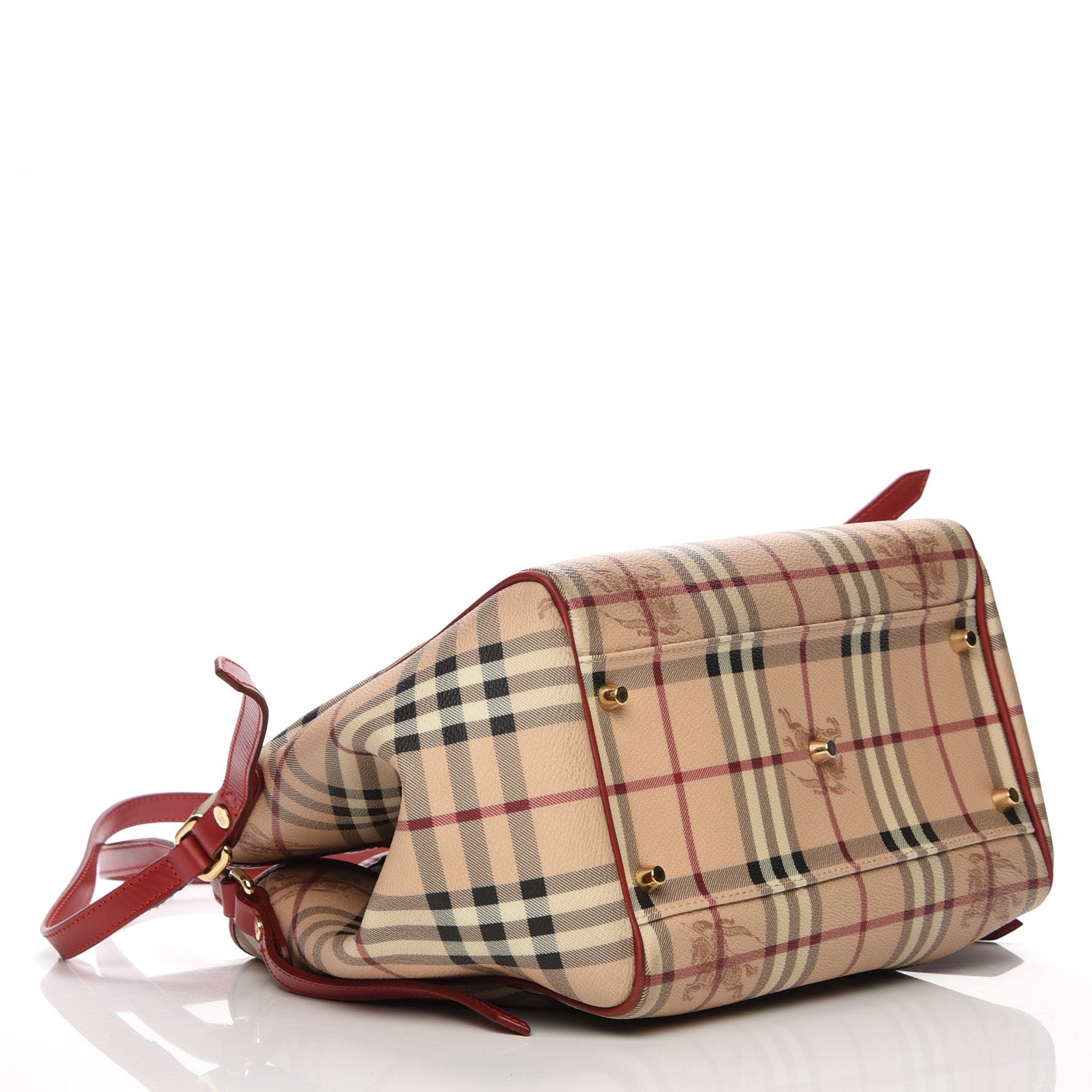 Burberry Haymarket Check Small Canterbury Tote Coral Red 4 of 10