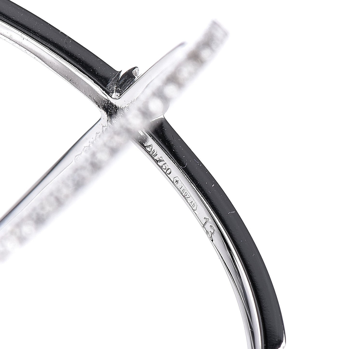 18K White Gold Diamond Running G Cross Ring 53 6.25