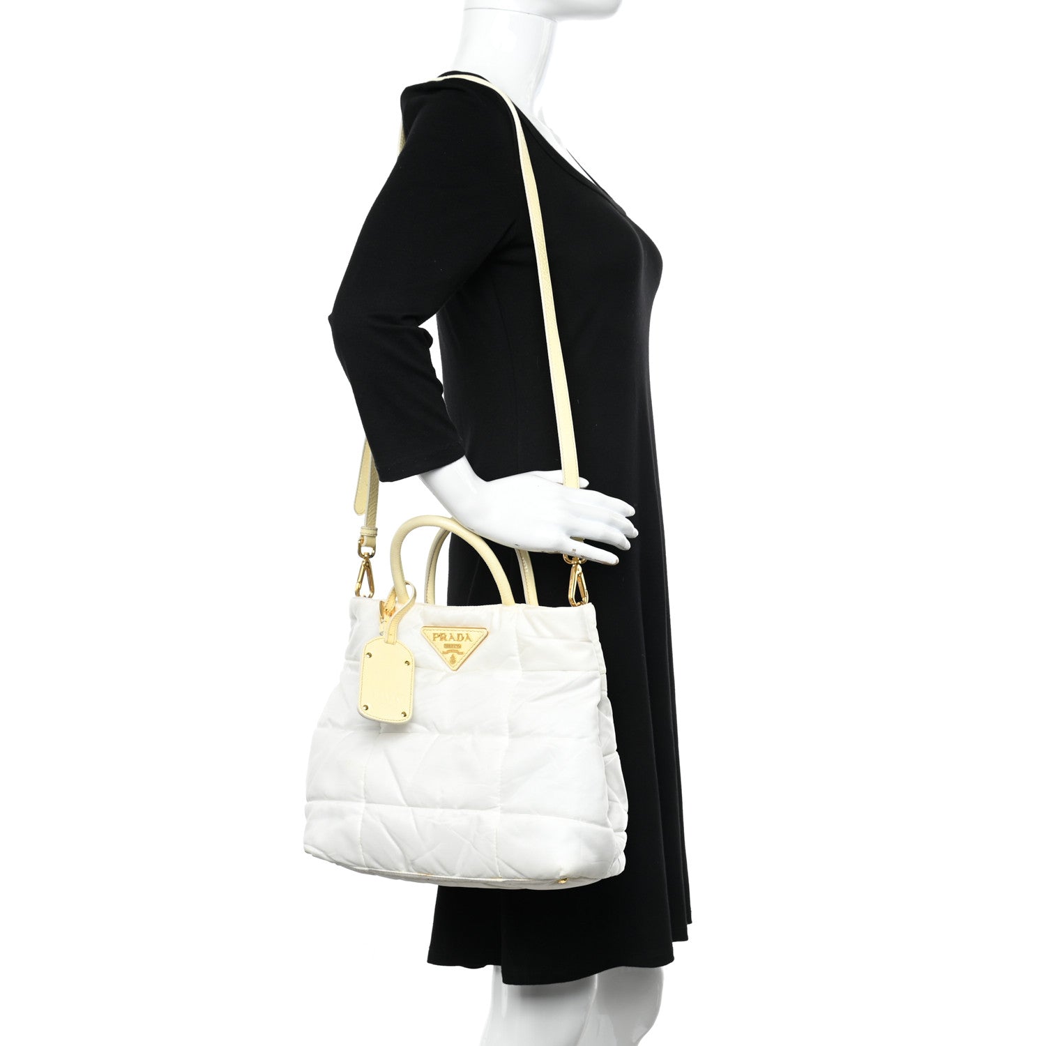 Prada Crispy Nylon Shopping Tote Bianco 2 of 12