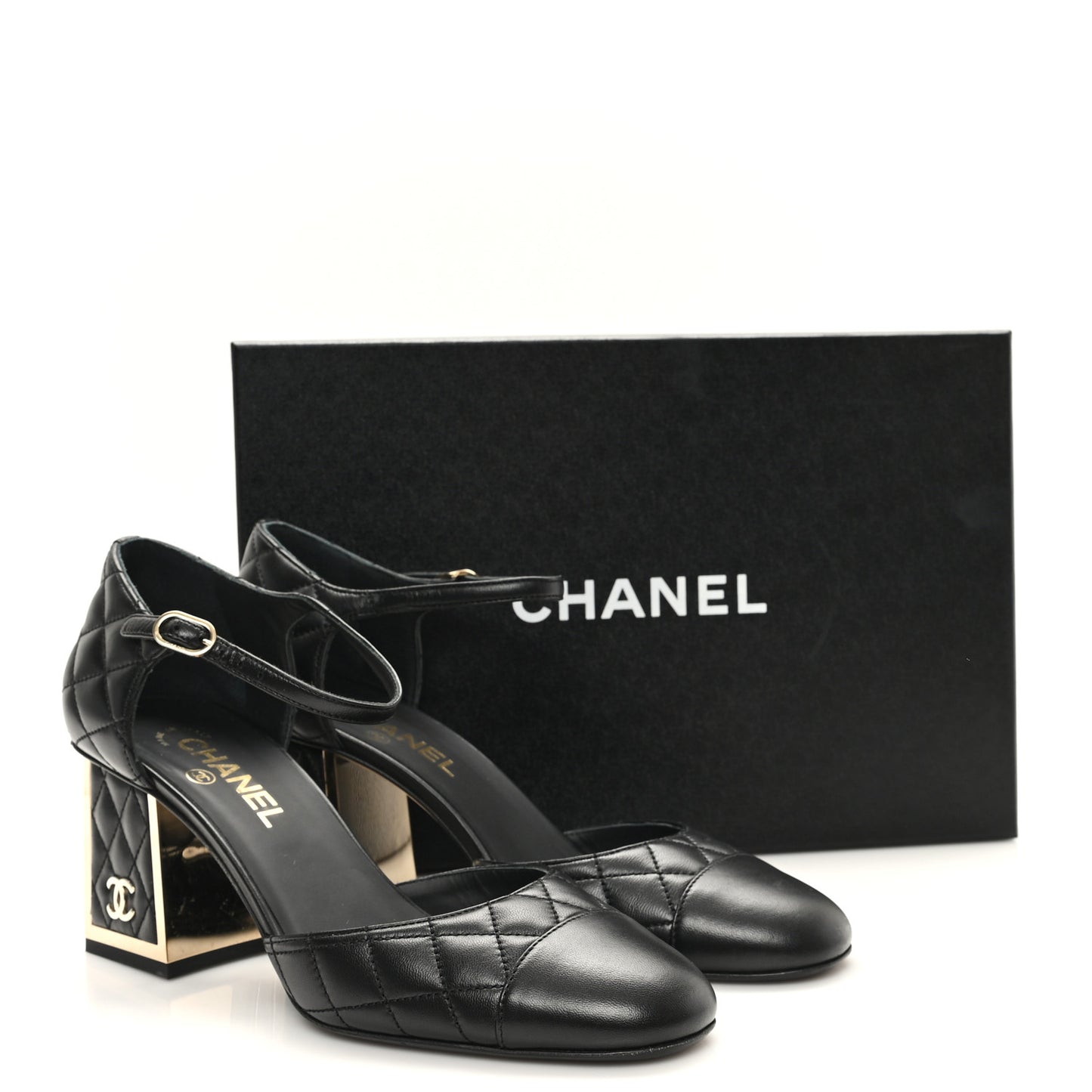 Lambskin Quilted Cap Toe Mary Jane Pumps 39.5 Black