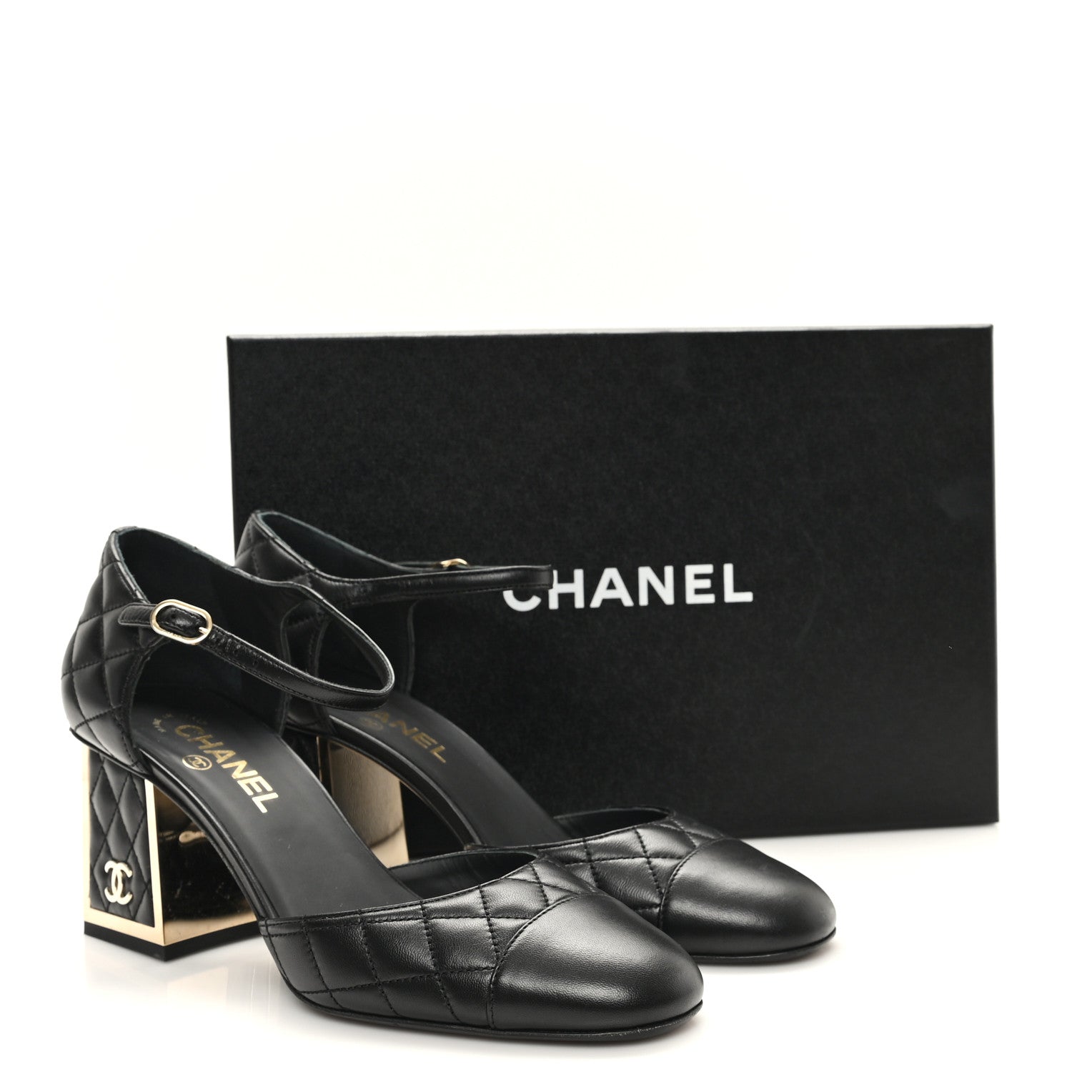 Chanel Lambskin Quilted Cap Toe Mary Jane Pumps 39.5 Black 10 of 10