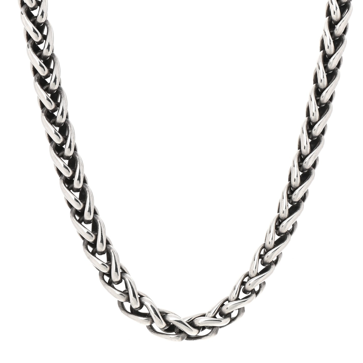 Sterling Silver 14K Yellow Gold 8mm Wheat Chain Necklace
