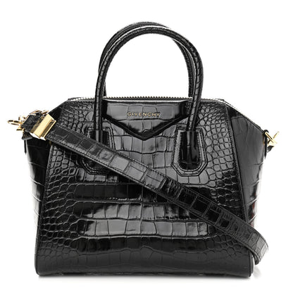 Givenchy Calfskin Crocodile Embossed Small Antigona Black 1 of 12
