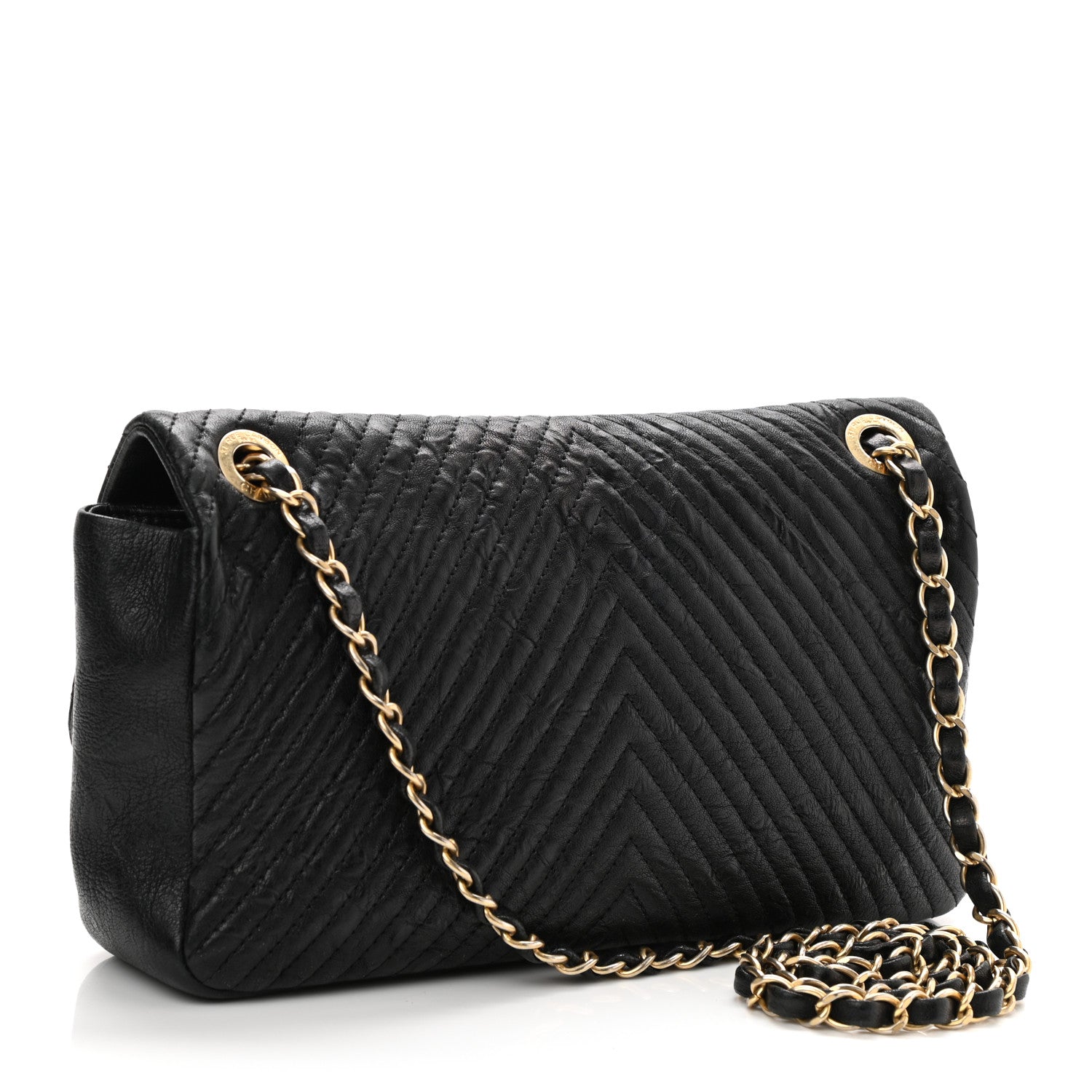 Chanel Calfskin Chevron Quilted Medium Surpique Flap Black 3 of 10