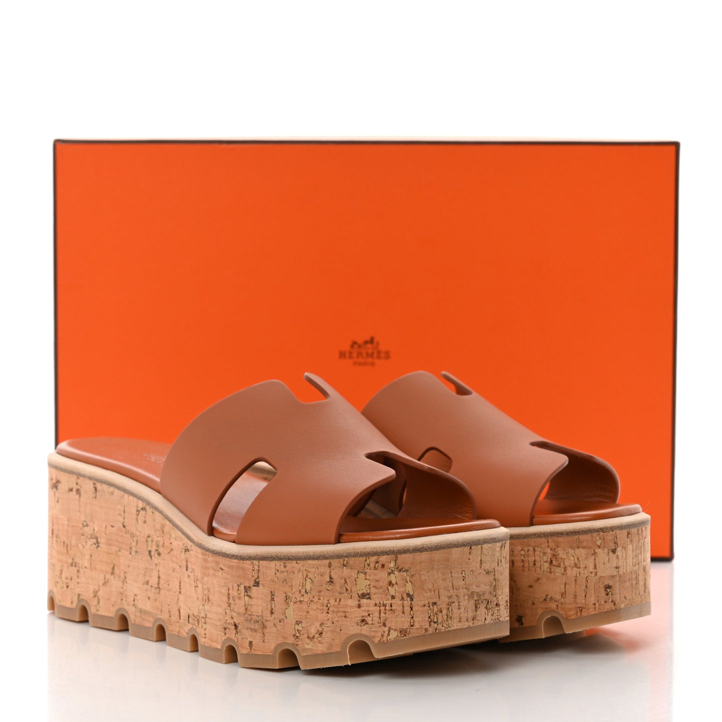 Calfskin Cork Eze 30 Sandals 35 Marron Glaise