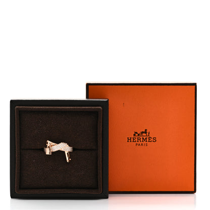 Hermes 18K Rose Gold Diamond Kelly Gavroche Ring 53 6.5 5 of 5