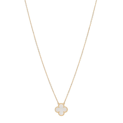 Van Cleef & Arpels 18K Yellow Gold Mother of Pearl Vintage Alhambra Pendant Necklace 1 of 5
