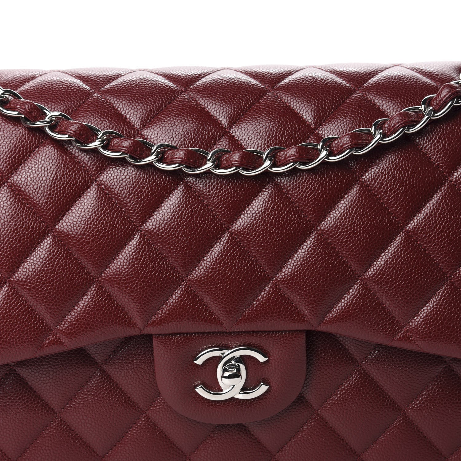 Chanel Caviar Quilted Jumbo Double Flap Dark Red 10 of 10
