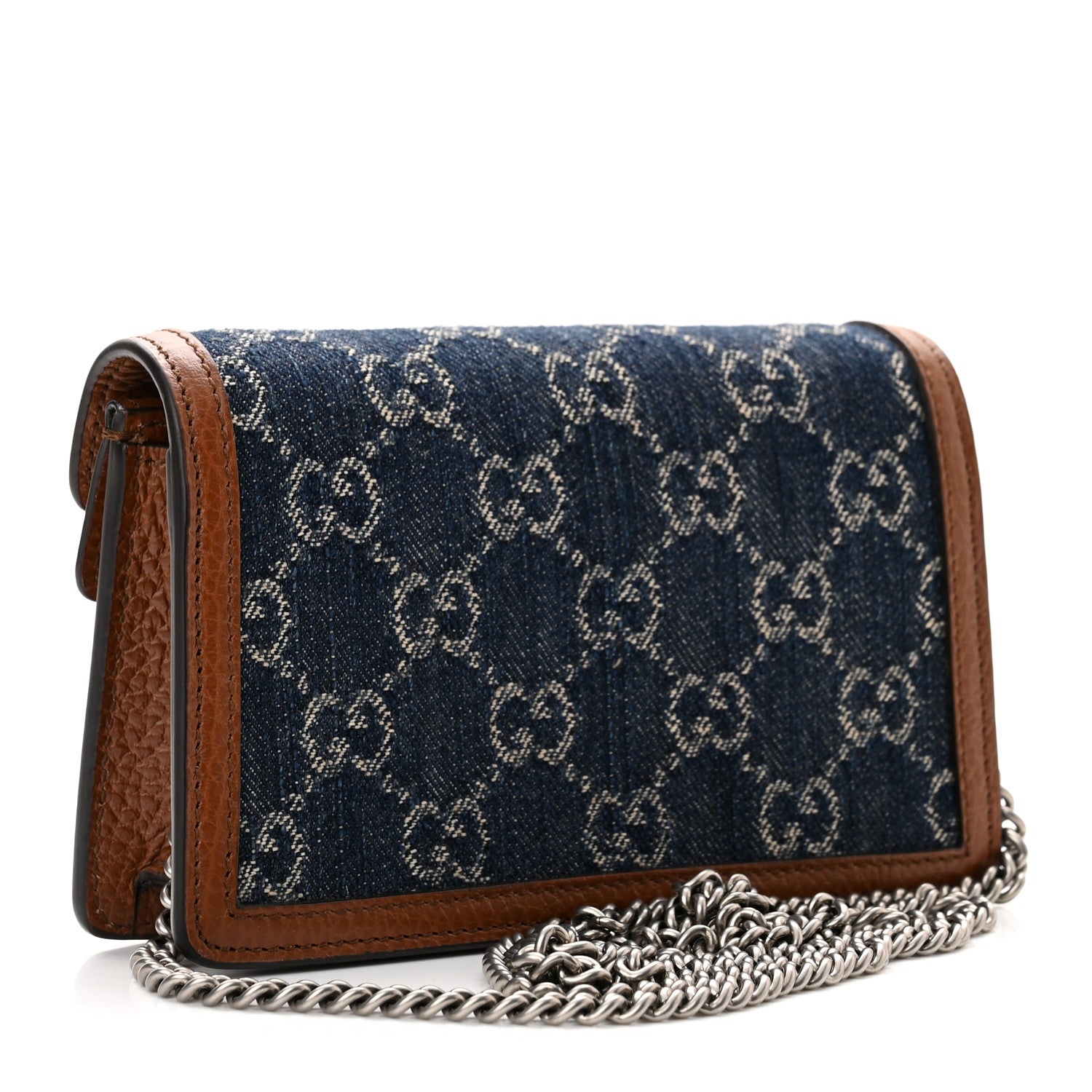 Gucci New Denim GG Monogram Dollar Calfskin Enamel Super Mini Dionysus Shoulder Bag Blue Tea Cuir Epilog Electric Blue 3 of 8