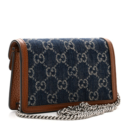 Gucci New Denim GG Monogram Dollar Calfskin Enamel Super Mini Dionysus Shoulder Bag Blue Tea Cuir Epilog Electric Blue 3 of 8