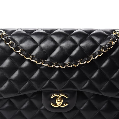 Chanel Lambskin Quilted Jumbo Double Flap Black 12 of 12