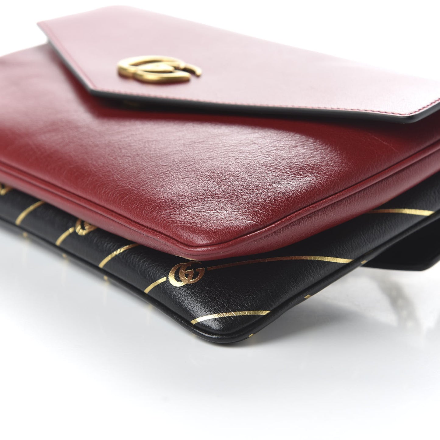 Calfskin Diagonal GG Medium Thiara Double Envelope Shoulder Bag Black Red