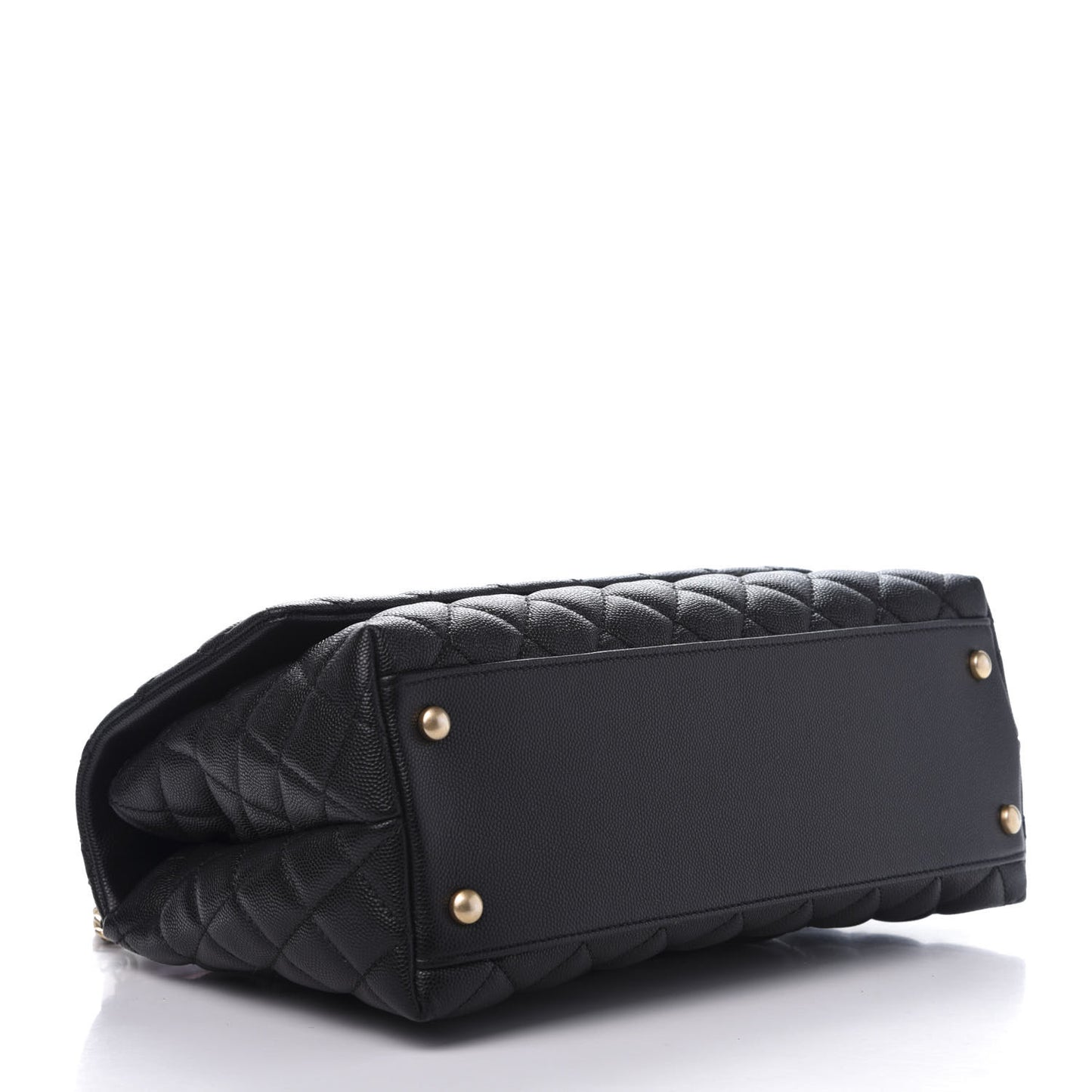 Caviar Elaphe Quilted Small Coco Handle Flap Black