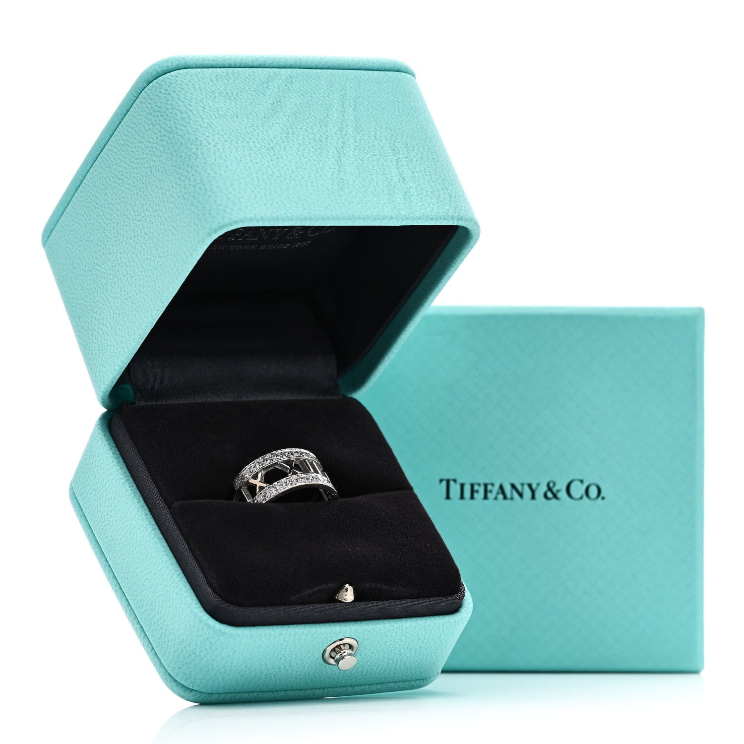 Tiffany 18K White Gold Diamond Wide Atlas Open Ring 50 5.5 5 of 5
