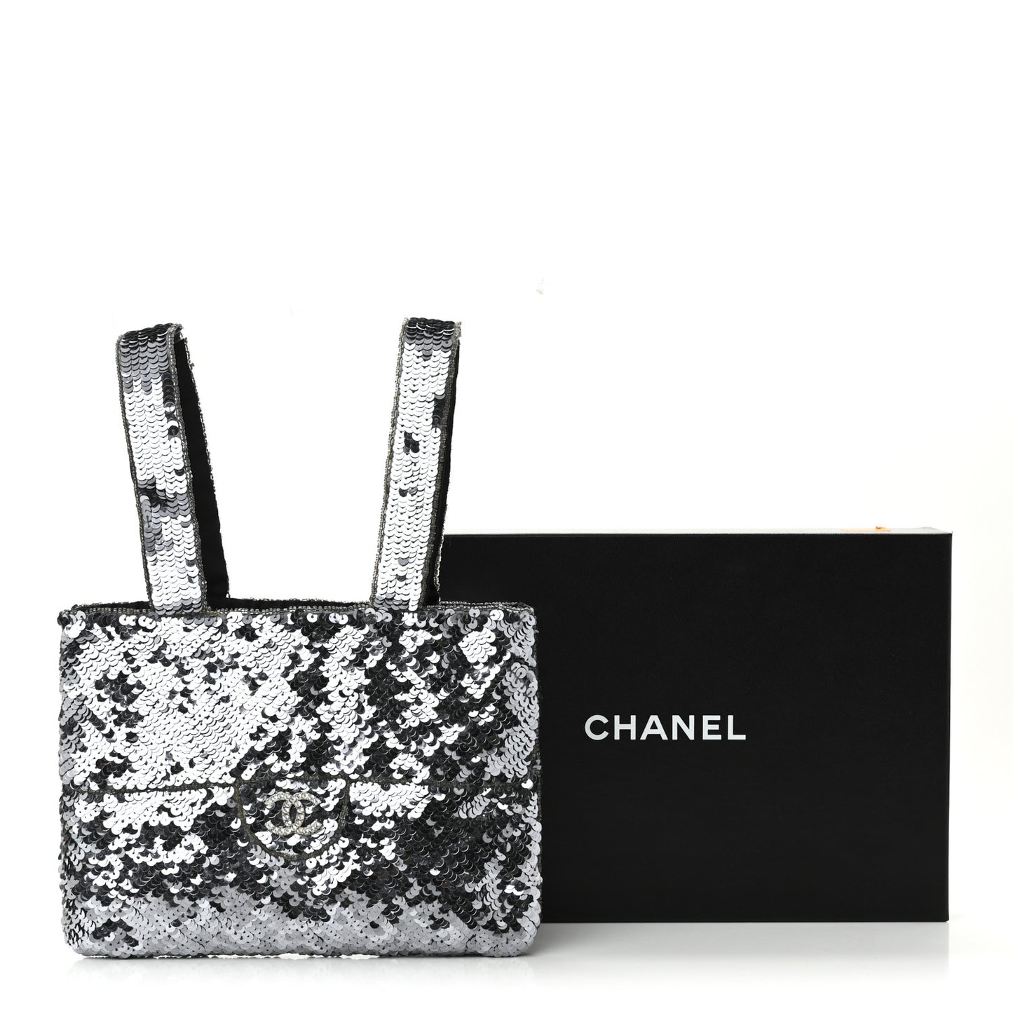 Satin Sequin Mini Tote Blue