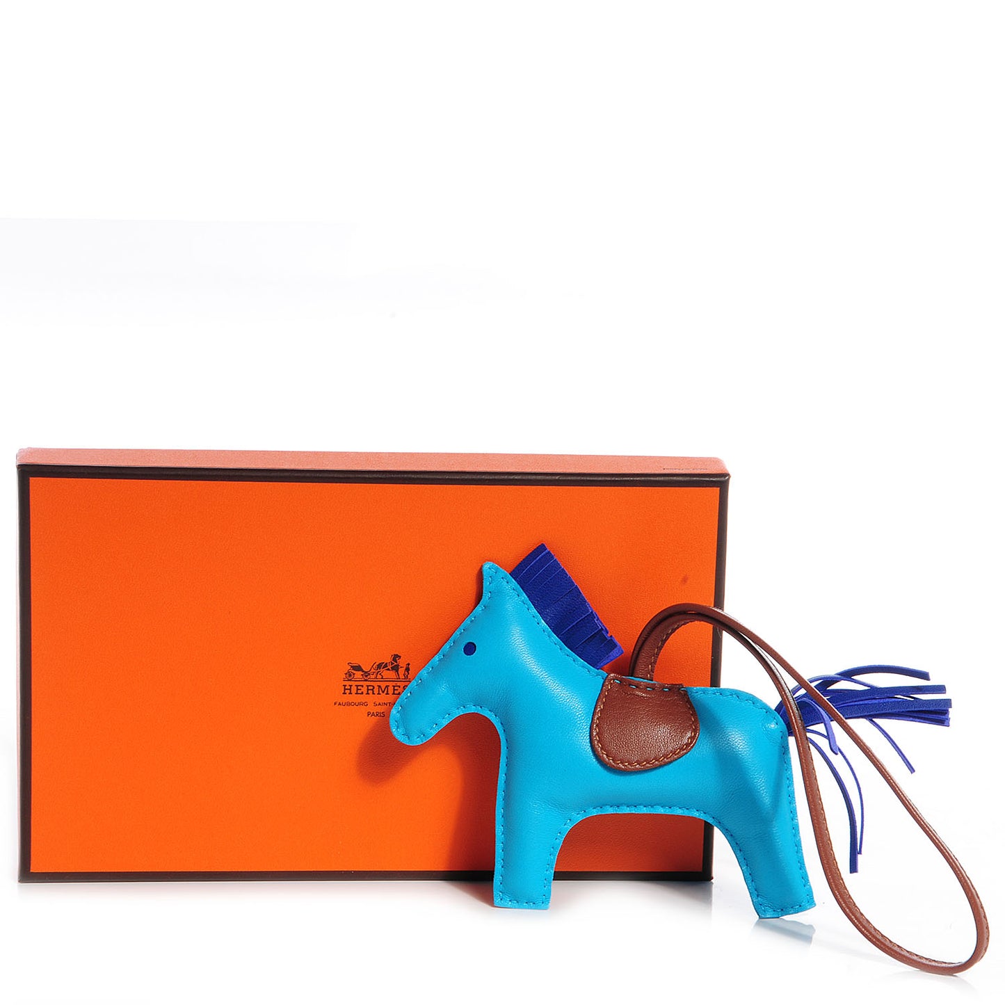 Milo Lambskin Grigri Rodeo Horse Bag Charm MM Bleu Azteque Bleu Electrique Fauve