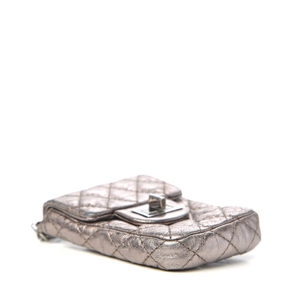 Chanel Metallic Aged Calfskin Quilted 2.55 Reissue Phone Case Silver 3 of 8
