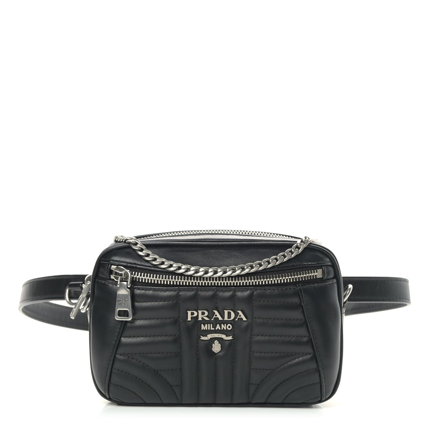 Soft Calfskin Impunture Diagramme Belt Bag Black