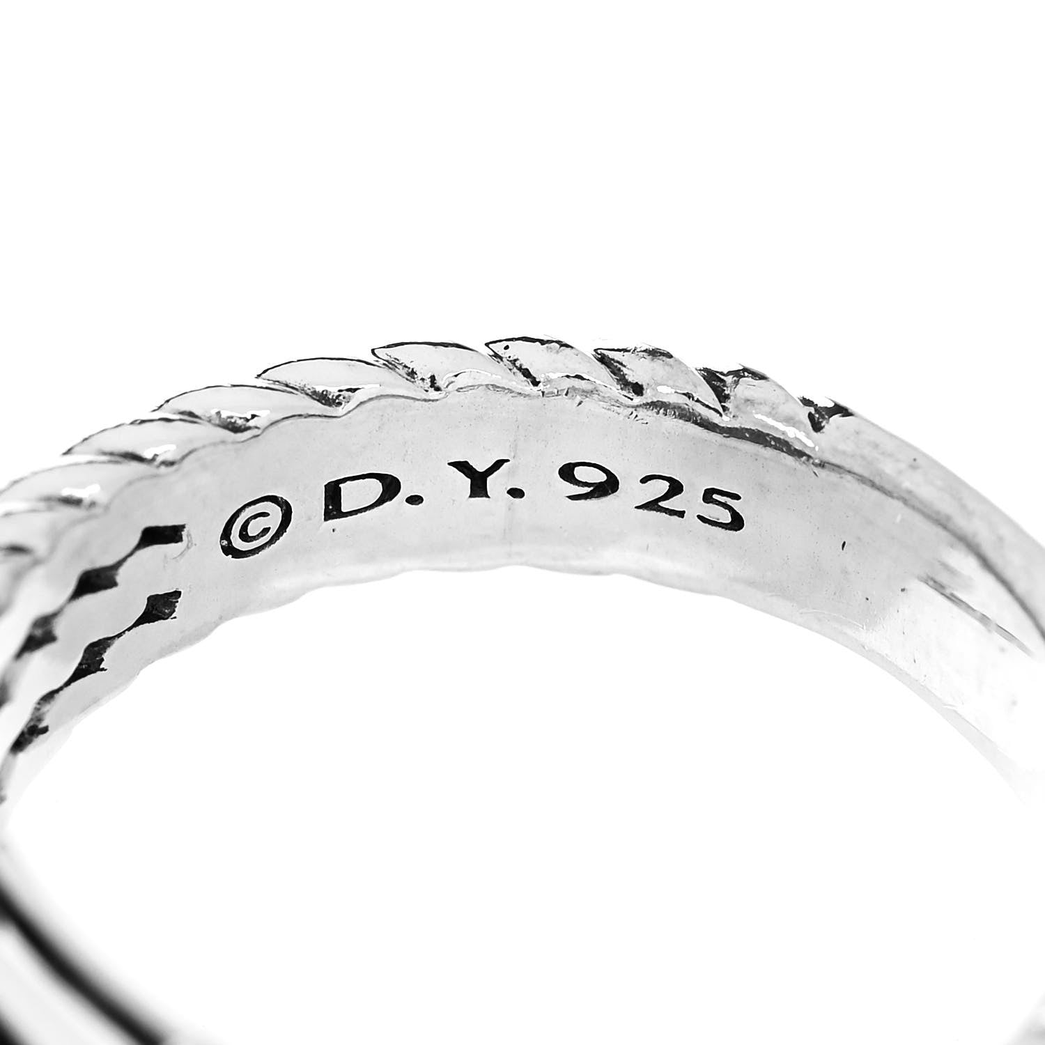 David Yurman Sterling Silver Diamond Garnet 10mm Petite Wheaton Ring 54 7 5 of 5